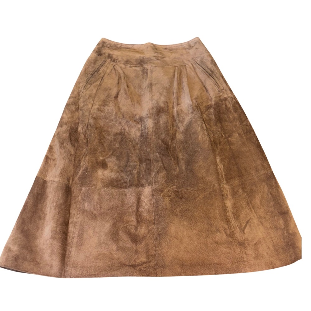 Brown Suede A-Line WomenSkirt